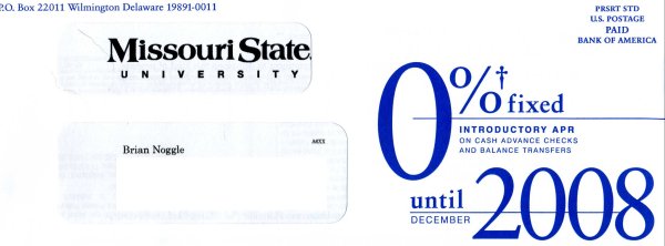 Missouri State University branded credit card