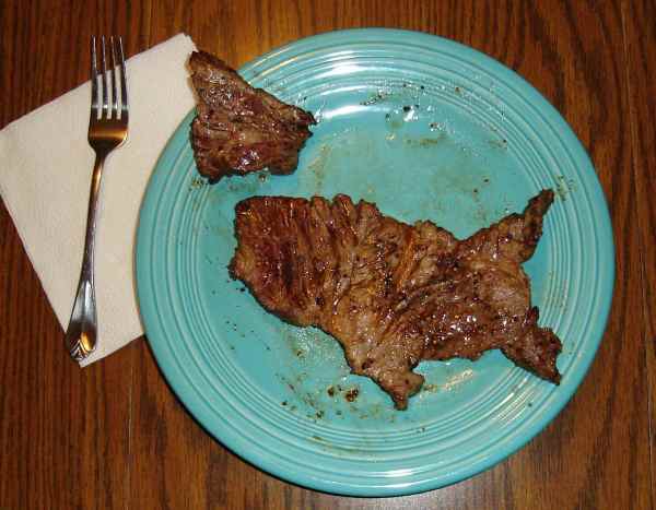 Steak in the shape of the United States
